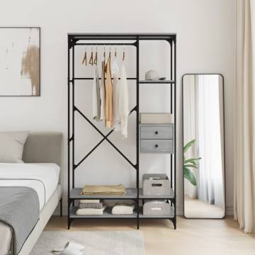 Wardrobe with Drawers Grey Sonoma | 100x40x180 cm | Hipomarket