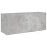 TV Wall Cabinet with LED Lights - Concrete Grey - 100x35x41 cm