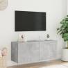 TV Wall Cabinet with LED Lights - Concrete Grey - 100x35x41 cm