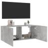 TV Wall Cabinet with LED Lights - Concrete Grey - 100x35x41 cm