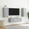 3 Piece TV Wall Cabinets with LED Lights - Concrete Grey