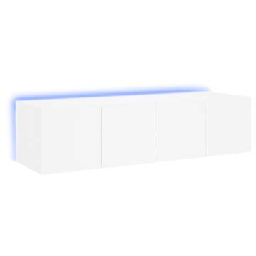 White TV Wall Cabinets with LED Lights - 2 pcs - 60x35x31 cm