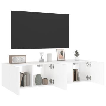 White TV Wall Cabinets with LED Lights - 2 pcs - 60x35x31 cm