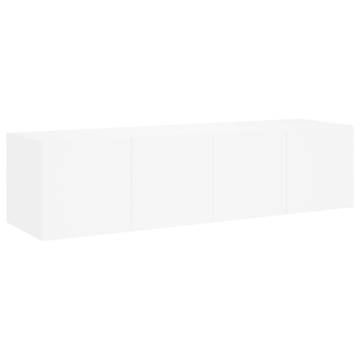 White TV Wall Cabinets with LED Lights - 2 pcs - 60x35x31 cm