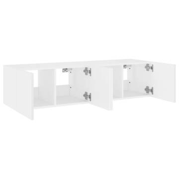 White TV Wall Cabinets with LED Lights - 2 pcs - 60x35x31 cm