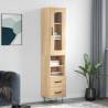 Highboard Sonoma Oak 34.5x34x180 cm Engineered Wood Colour sonoma oak Quantity in Package 1 Model 2 drawers 2 shelves 