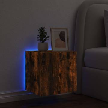 Stylish TV Wall Cabinet with LED Lights - Smoked Oak 40.5x35 cm