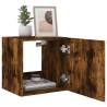 Stylish TV Wall Cabinet with LED Lights - Smoked Oak 40.5x35 cm