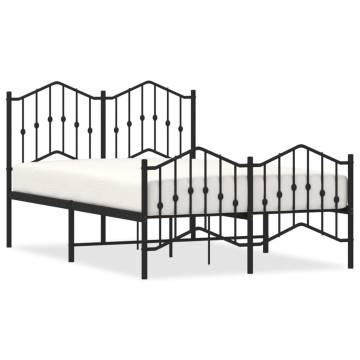 Black Metal Bed Frame with Headboard & Footboard - 120x190 cm