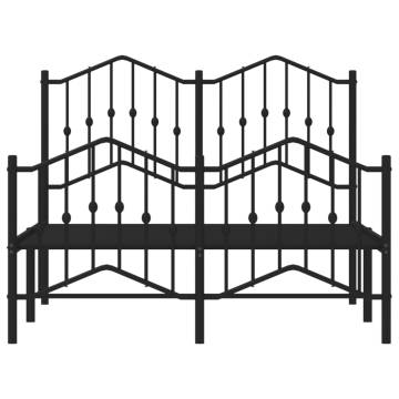 Black Metal Bed Frame with Headboard & Footboard - 120x190 cm