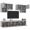 6 Piece TV Wall Cabinet Set with LED Lights Grey Sonoma Colour grey sonoma Quantity in Package 1 