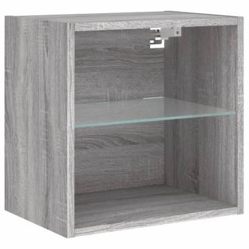 6 Piece TV Wall Cabinet Set with LED Lights - Grey Sonoma