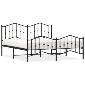 Metal Bed Frame with Headboard & Footboard - Black 160x200 cm