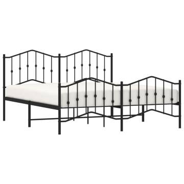 Metal Bed Frame with Headboard & Footboard - Black 160x200 cm