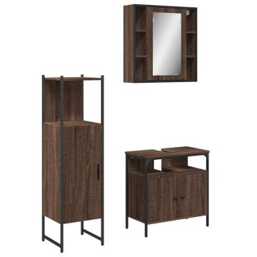 3 Piece Bathroom Cabinet Set - Brown Oak | HipoMarket UK