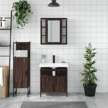 3 Piece Bathroom Cabinet Set - Brown Oak | HipoMarket UK