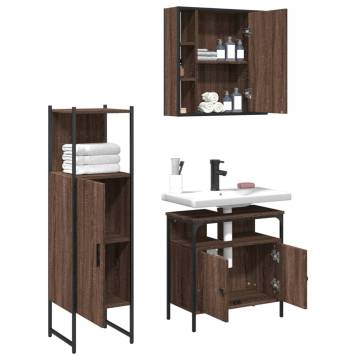 3 Piece Bathroom Cabinet Set - Brown Oak | HipoMarket UK