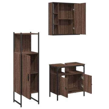 3 Piece Bathroom Cabinet Set - Brown Oak | HipoMarket UK