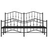 Metal Bed Frame with Headboard & Footboard - Black 183x213 cm