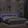 Bed Frame with Headboard and LED Concrete Grey 200x200 cm Colour concrete grey Size 200 x 200 cm 