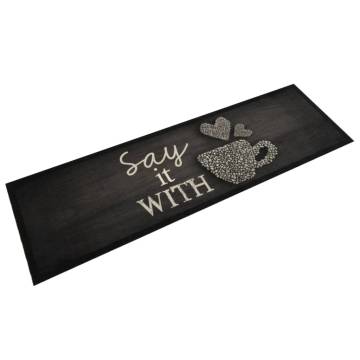 Kitchen Rug Washable Cup Black Velvet 45x150 cm | HIPO Market