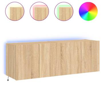 TV Wall Cabinets with LED Lights - Sonoma Oak - 60x35x41 cm