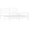 Metal Bed Frame with Headboard & Footboard - White 160x200 cm