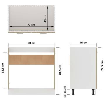 Sink Bottom Cabinet Sonoma Oak 80x46x81.5 cm - HipoMarket