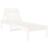 Sun Lounger White - Solid Pine Wood Adjustable Backrest