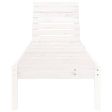 Sun Lounger White - Solid Pine Wood Adjustable Backrest