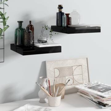 Floating Wall Shelves - High Gloss Black & Durable Design