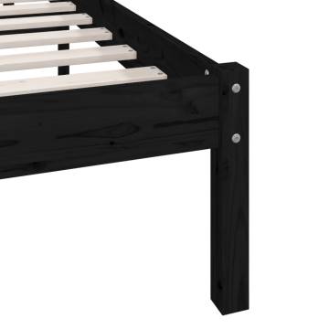 Black Solid Wood Pine Bed Frame 160x200 cm | Hipomarket