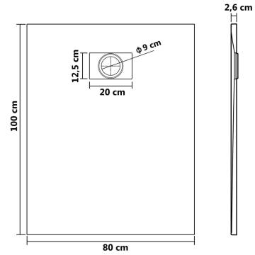 SMC Black Shower Base Tray 100x80 cm - Durable & Modern