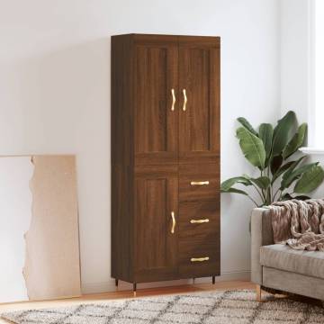 Elegant Highboard in Brown Oak - 69.5x34x180 cm | Hipo Market