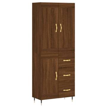 Elegant Highboard in Brown Oak - 69.5x34x180 cm | Hipo Market