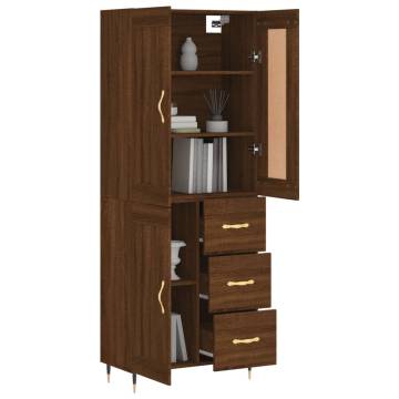 Elegant Highboard in Brown Oak - 69.5x34x180 cm | Hipo Market