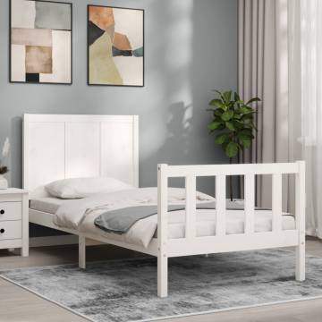 Stylish White Small Single Bed Frame with Headboard | Hipo Market