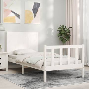 Stylish White Small Single Bed Frame with Headboard | Hipo Market