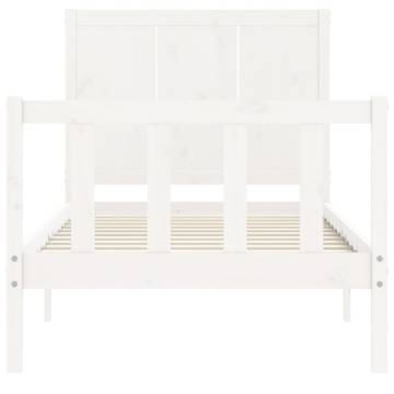 Stylish White Small Single Bed Frame with Headboard | Hipo Market