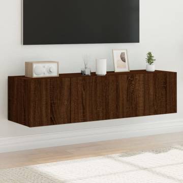 TV Wall Cabinets with LED Lights - Brown Oak - 60x35x31 cm