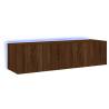 TV Wall Cabinets with LED Lights - Brown Oak - 60x35x31 cm