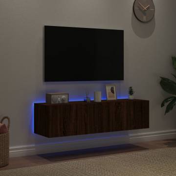 TV Wall Cabinets with LED Lights - Brown Oak - 60x35x31 cm