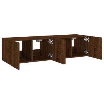 TV Wall Cabinets with LED Lights - Brown Oak - 60x35x31 cm