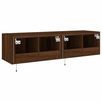 TV Wall Cabinets with LED Lights - Brown Oak - 60x35x31 cm