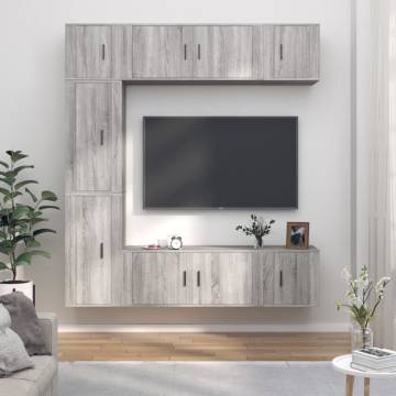 7 Piece Grey Sonoma TV Cabinet Set - Stylish & Practical