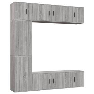 7 Piece Grey Sonoma TV Cabinet Set - Stylish & Practical