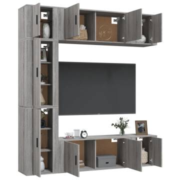 7 Piece Grey Sonoma TV Cabinet Set - Stylish & Practical