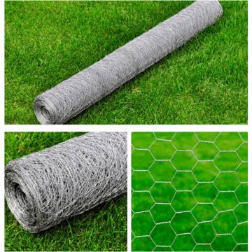 Galvanised Steel Hexagon Mesh Fence 1x25 m - Silver