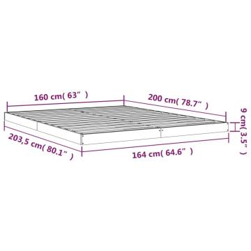 Black Bed Frame 160x200 cm Solid Pine | Hipomarket UK