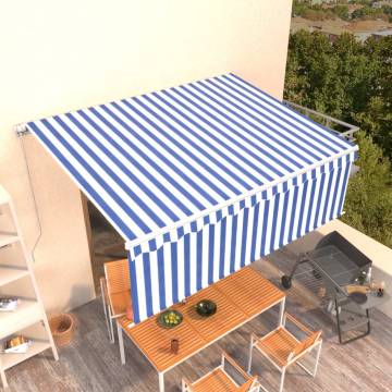 Manual Retractable Awning 4x3m Blue & White | Hipomarket